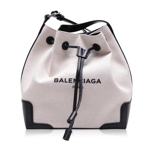 Balenciaga/巴黎世家 女士米白色帆布配皮单肩斜挎水桶包Backpacks 409000 AQ37N 1080