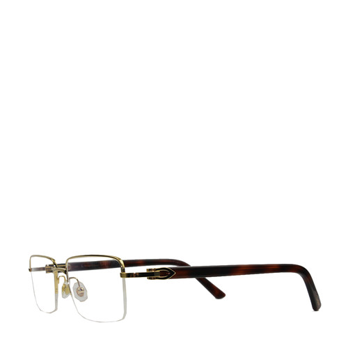 CARTIER/卡地亚畅销半框拉丝款玳瑁色镜腿男士平光镜眼镜