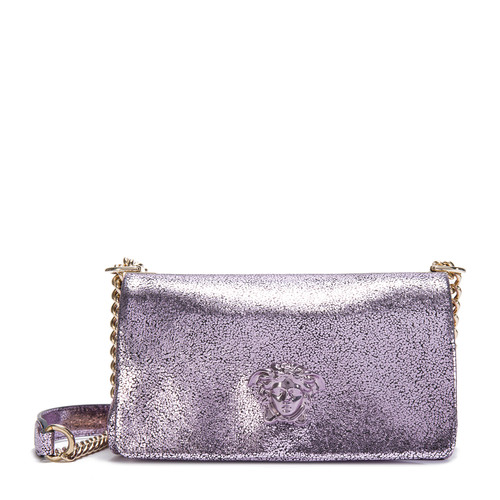 VERSACE/范思哲女士紫色袋鼠真皮手提包