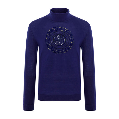 VERRI/VERRI 男士紫色高領100%羊毛針織衫-男針織衫