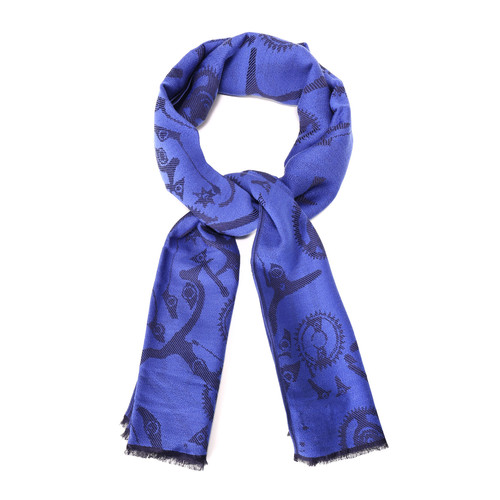 VERRI/VERRI 男士蓝色双色个性织花围巾