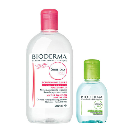 Bioderma/贝德玛 舒妍洁肤液500ml粉色+净妍洁肤液100ml蓝色 卸妆水