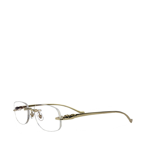 CARTIER/卡地亞經典鍍金豹子頭系列無框男女款平光鏡眼鏡