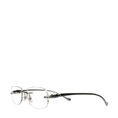 CARTIER/卡地亞無框經典豹子頭系列PVD鍍鉑金亮銀色男女款光學眼鏡