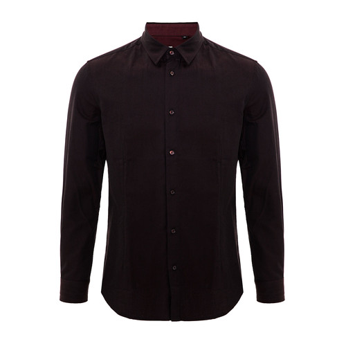 VERRI/VERRI 男士暗红色100%棉方领衬衫-男士衬衫