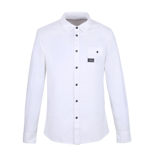 BIKKEMBERGS/毕盖帕克 尖领棉质纯色休闲长袖衬衫 C1BK609 男士衬衫