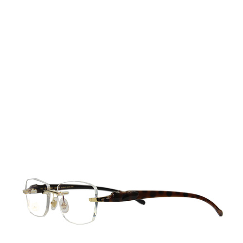 CARTIER/卡地亞經典豹子系列牛角材質鏡腿鍍金飾面男女款光學眼鏡