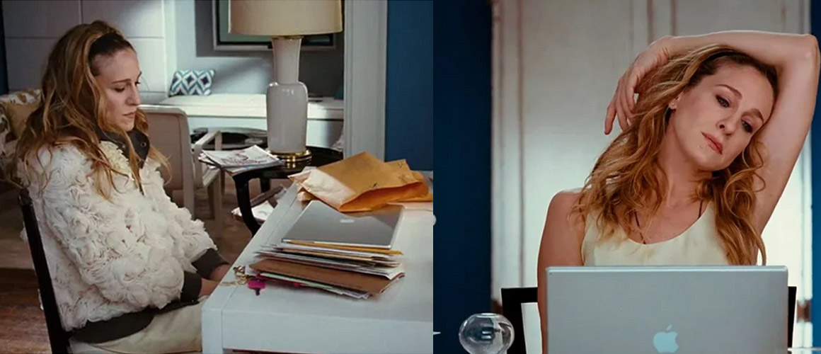 《欲望城市》Carrie Bradshaw，在家办公居家又时髦的穿搭范本！