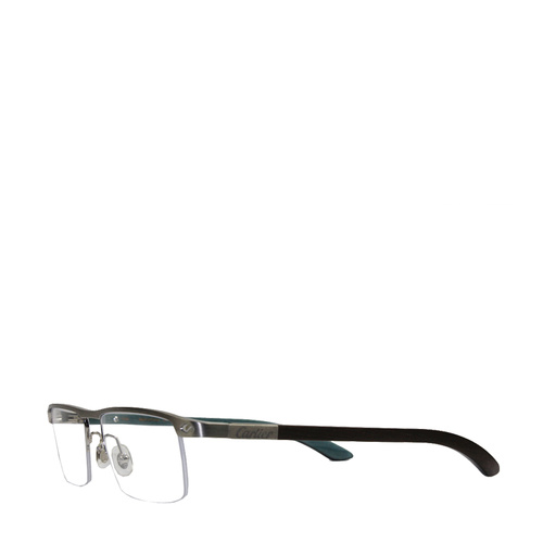 CARTIER/卡地亚简约单梁非洲红纹木镜腿镀铂金半框商务男女款眼镜