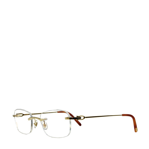 CARTIER/卡地亚经典无框镀金矩形光学镜架醋酸酯脚套男女款眼镜